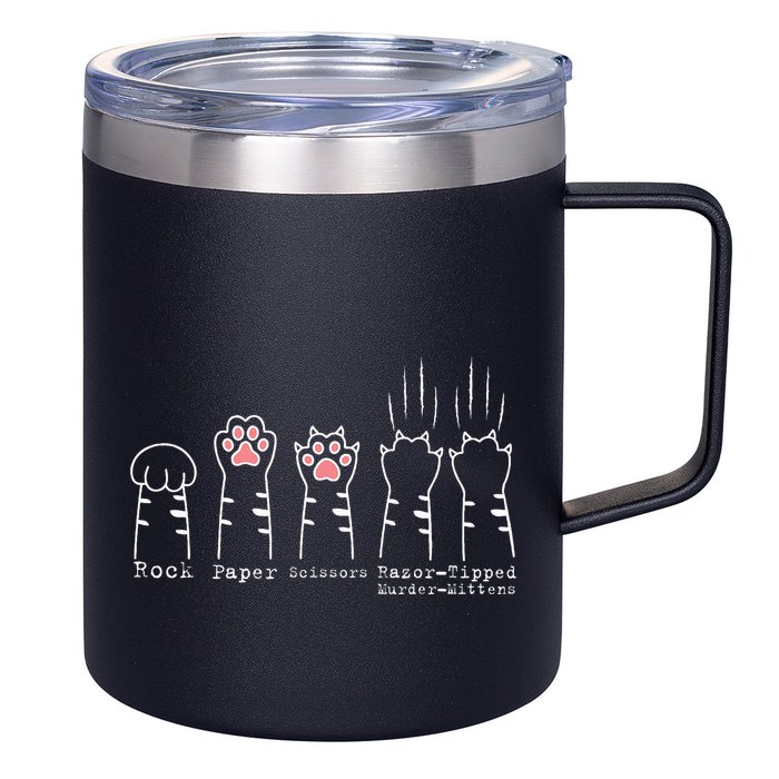 Rock Paper Scissors Cat Funny Kitten Cute Paw 12oz Stainless Steel Coffee Mug