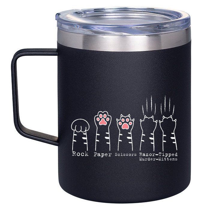 Rock Paper Scissors Cat Funny Kitten Cute Paw 12oz Stainless Steel Coffee Mug