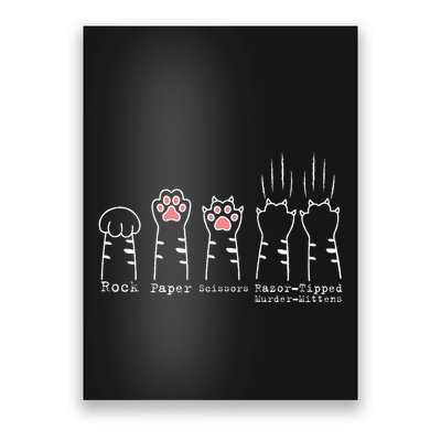 Rock Paper Scissors Cat Funny Kitten Cute Paw Poster