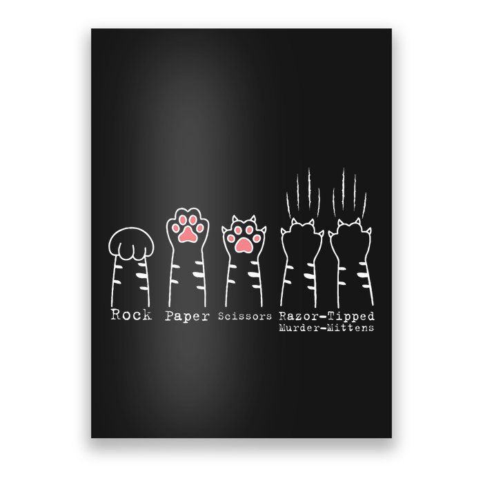Rock Paper Scissors Cat Funny Kitten Cute Paw Poster