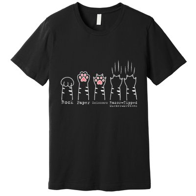 Rock Paper Scissors Cat Funny Kitten Cute Paw Premium T-Shirt