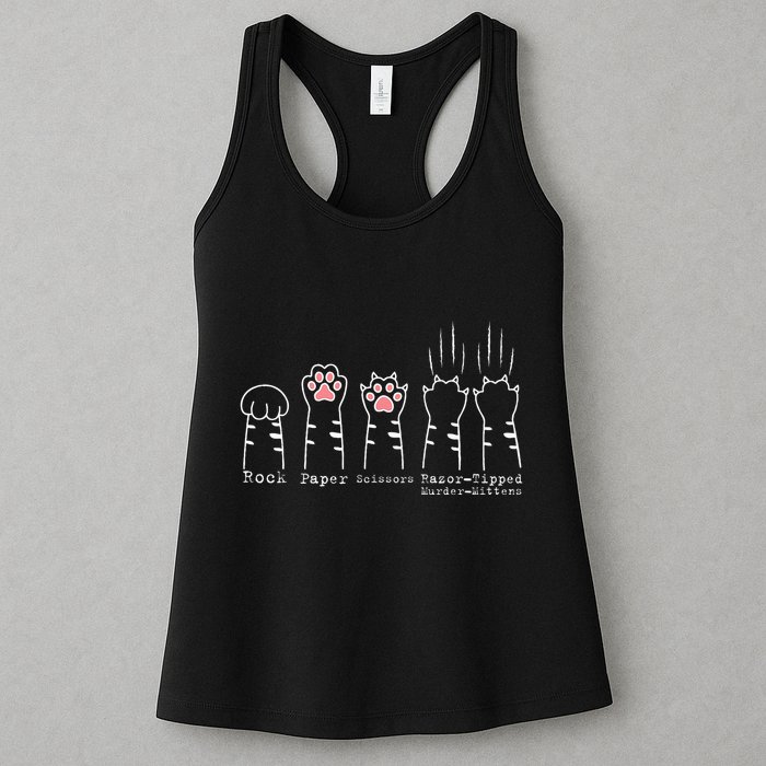 Rock Paper Scissors Cat Funny Kitten Cute Paw Womens Tank Top