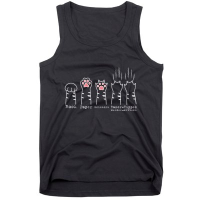 Rock Paper Scissors Cat Funny Kitten Cute Paw Tank Top