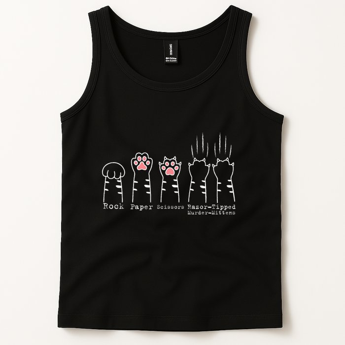 Rock Paper Scissors Cat Funny Kitten Cute Paw Tank Top