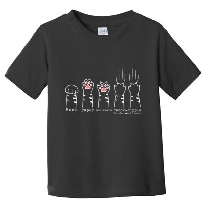 Rock Paper Scissors Cat Funny Kitten Cute Paw Toddler T-Shirt