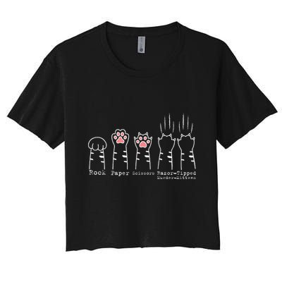 Rock Paper Scissors Cat Funny Kitten Cute Paw Crop Top