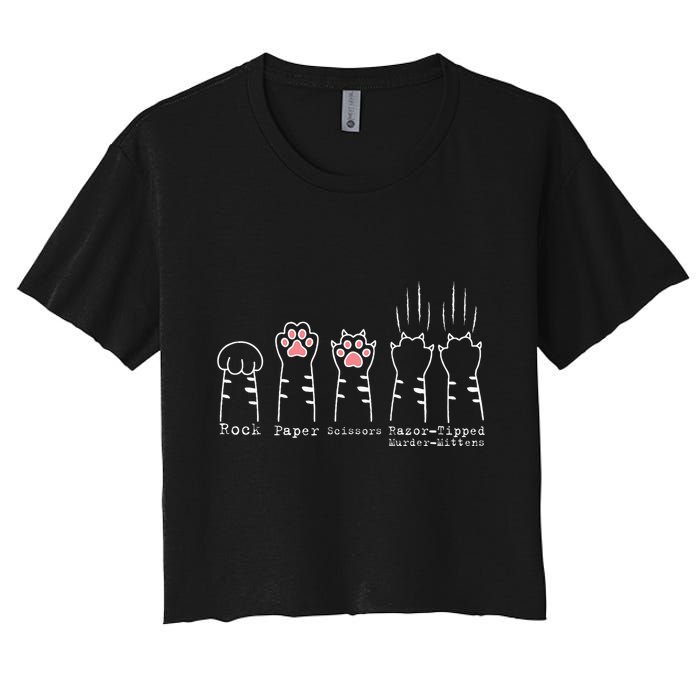 Rock Paper Scissors Cat Funny Kitten Cute Paw Crop Top