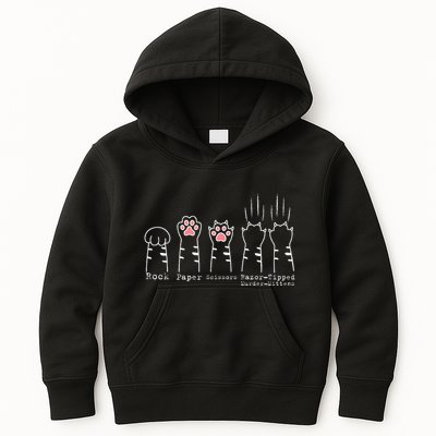 Rock Paper Scissors Cat Funny Kitten Cute Paw Kids Hoodie