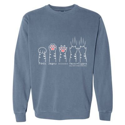 Rock Paper Scissors Cat Funny Kitten Cute Paw Garment-Dyed Sweatshirt