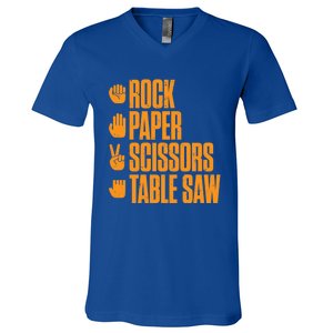 Rock Paper Scissors Table Saw Funny Carpenter Cute Gift V-Neck T-Shirt