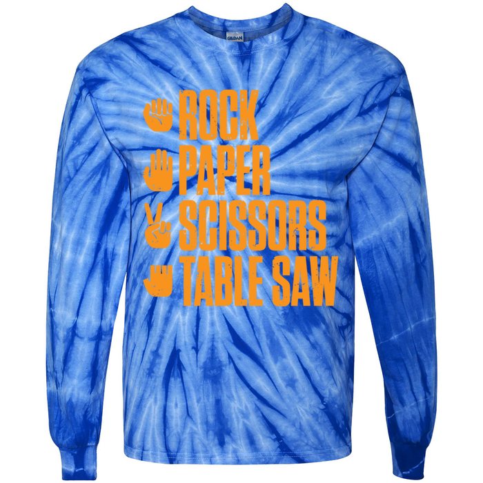 Rock Paper Scissors Table Saw Funny Carpenter Cute Gift Tie-Dye Long Sleeve Shirt