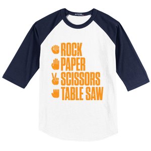 Rock Paper Scissors Table Saw Funny Carpenter Cute Gift Baseball Sleeve Shirt