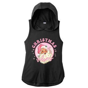 Retro Pink Santa Claus Pink Christmas Vibes Christmas Design Ladies PosiCharge Tri-Blend Wicking Draft Hoodie Tank