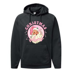 Retro Pink Santa Claus Pink Christmas Vibes Christmas Design Performance Fleece Hoodie