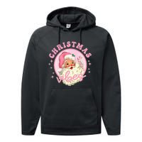 Retro Pink Santa Claus Pink Christmas Vibes Christmas Design Performance Fleece Hoodie