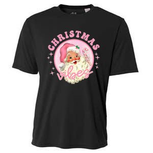 Retro Pink Santa Claus Pink Christmas Vibes Christmas Design Cooling Performance Crew T-Shirt