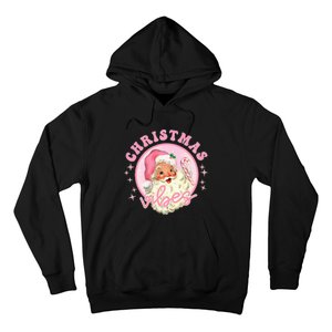 Retro Pink Santa Claus Pink Christmas Vibes Christmas Design Hoodie