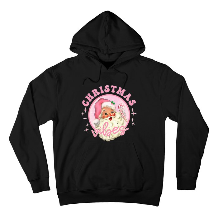 Retro Pink Santa Claus Pink Christmas Vibes Christmas Design Hoodie