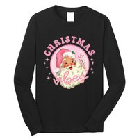 Retro Pink Santa Claus Pink Christmas Vibes Christmas Design Long Sleeve Shirt