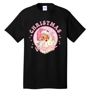 Retro Pink Santa Claus Pink Christmas Vibes Christmas Design Tall T-Shirt