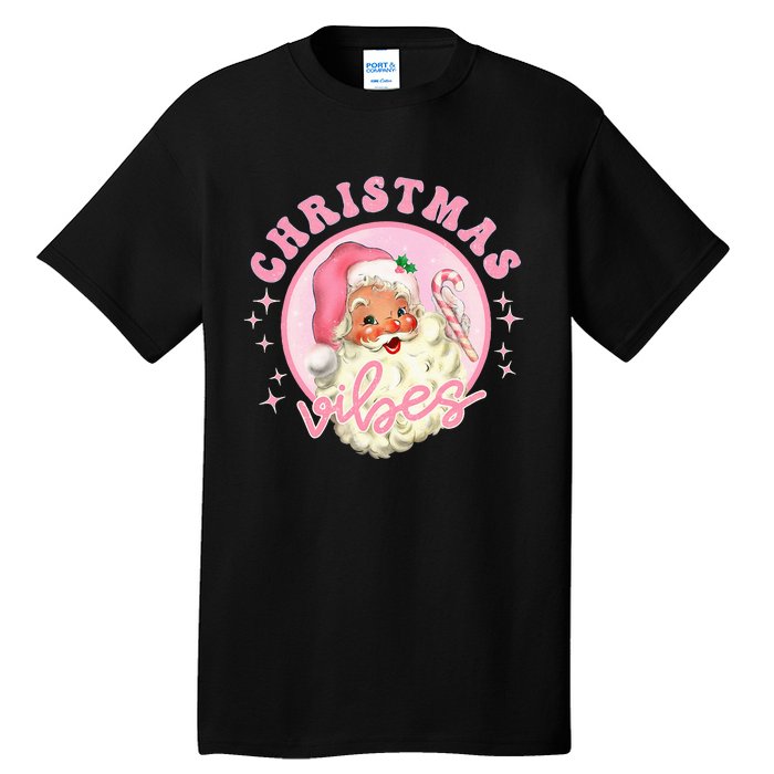 Retro Pink Santa Claus Pink Christmas Vibes Christmas Design Tall T-Shirt