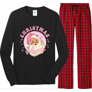 Retro Pink Santa Claus Pink Christmas Vibes Christmas Design Long Sleeve Pajama Set