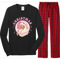 Retro Pink Santa Claus Pink Christmas Vibes Christmas Design Long Sleeve Pajama Set