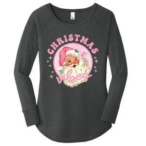 Retro Pink Santa Claus Pink Christmas Vibes Christmas Design Women's Perfect Tri Tunic Long Sleeve Shirt