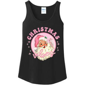 Retro Pink Santa Claus Pink Christmas Vibes Christmas Design Ladies Essential Tank