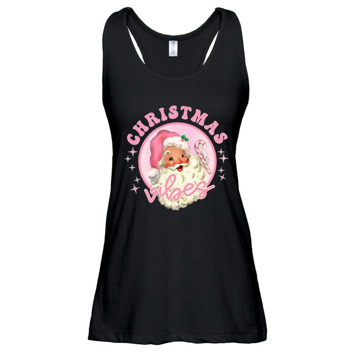 Retro Pink Santa Claus Pink Christmas Vibes Christmas Design Ladies Essential Flowy Tank