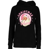 Retro Pink Santa Claus Pink Christmas Vibes Christmas Design Womens Funnel Neck Pullover Hood