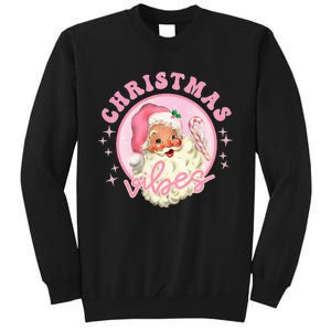 Retro Pink Santa Claus Pink Christmas Vibes Christmas Design Tall Sweatshirt