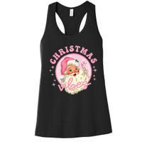 Retro Pink Santa Claus Pink Christmas Vibes Christmas Design Women's Racerback Tank