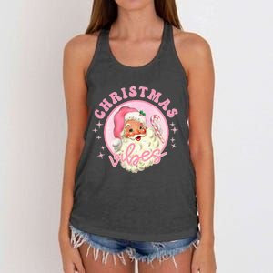 Retro Pink Santa Claus Pink Christmas Vibes Christmas Design Women's Knotted Racerback Tank