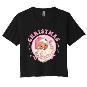 Retro Pink Santa Claus Pink Christmas Vibes Christmas Design Women's Crop Top Tee