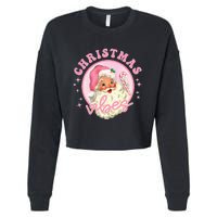 Retro Pink Santa Claus Pink Christmas Vibes Christmas Design Cropped Pullover Crew