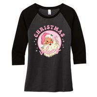 Retro Pink Santa Claus Pink Christmas Vibes Christmas Design Women's Tri-Blend 3/4-Sleeve Raglan Shirt