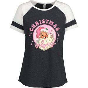 Retro Pink Santa Claus Pink Christmas Vibes Christmas Design Enza Ladies Jersey Colorblock Tee