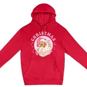 Retro Pink Santa Claus Pink Christmas Vibes Christmas Design Premium Pullover Hoodie