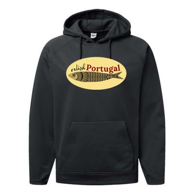 Relish Portugal Sardine Logo Portuguese Tile Sidewalk Performance Fleece Hoodie