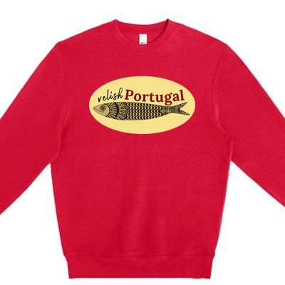 Relish Portugal Sardine Logo Portuguese Tile Sidewalk Premium Crewneck Sweatshirt