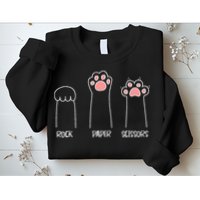 Rock Paper Scissors Hand Game Cute Paw Funny Cat Sweatshirt