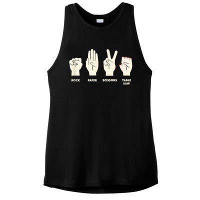 Rock Paper Scissors Table Saw Funny Carpenter Contractor Ladies PosiCharge Tri-Blend Wicking Tank