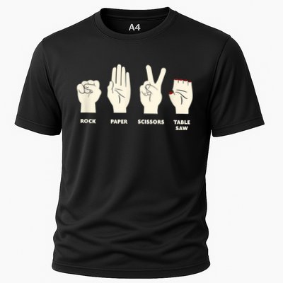 Rock Paper Scissors Table Saw Funny Carpenter Contractor Performance Shirt
