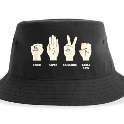 Rock Paper Scissors Table Saw Funny Carpenter Contractor Sustainable Bucket Hat
