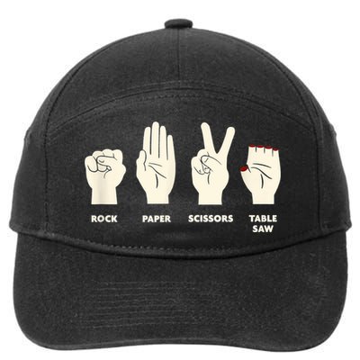 Rock Paper Scissors Table Saw Funny Carpenter Contractor 7-Panel Snapback Hat