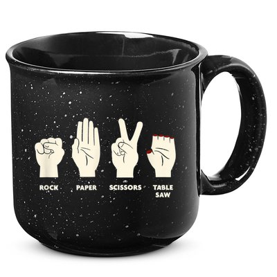 Rock Paper Scissors Table Saw Funny Carpenter Contractor 15oz Campfire Ceramic Mug
