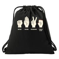 Rock Paper Scissors Table Saw Funny Carpenter Contractor Drawstring Bag