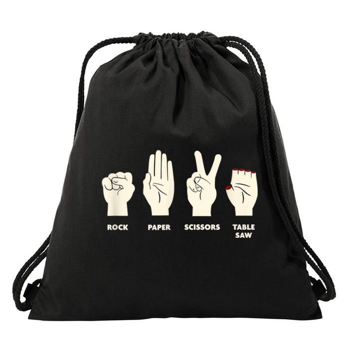 Rock Paper Scissors Table Saw Funny Carpenter Contractor Drawstring Bag