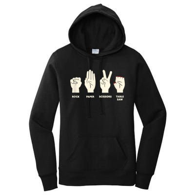 Rock Paper Scissors Table Saw Funny Carpenter Contractor Women's Pullover Hoodie